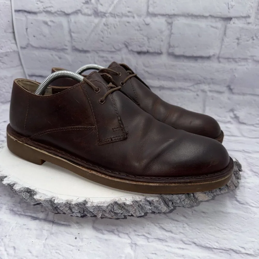 Clarks Mens Size 10 Bushacre Chukka Brown Leather Low Cut Shoes